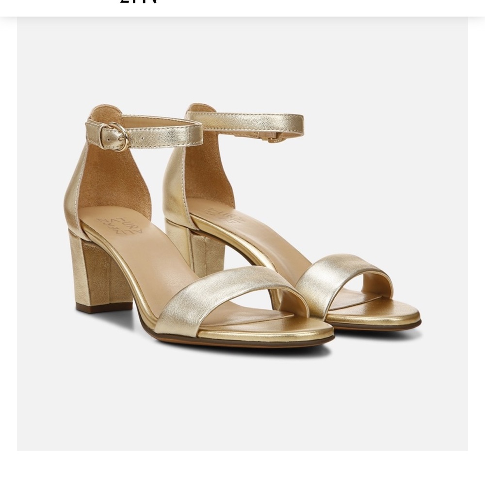Naturalizer Gold Block Heel Ankle-Strap Sandals